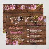 Invitation Fête des mariées jarres florales Bois Itinéraire r (Devant / Derrière)