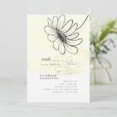 Invitation Fête des mariées Jaune Daisy Dessinée À La Main (Debout devant)