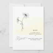 Invitation Fête des mariées Jaune Daisy Dessinée À La Main (Dos)