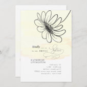 Invitation Fête des mariées Jaune Daisy Dessinée À La Main (Devant / Derrière)