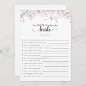 Invitation Fête des mariées Jeu À Quel Point Connaissez-Vous (Devant / Derrière)