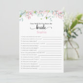 Invitation Fête des mariées Jeu À Quel Point Connaissez-Vous  (Debout devant)