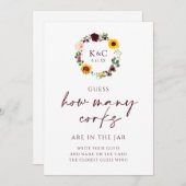 Invitation Fête des mariées Jeu Combien de Corks Sunflower Ca (Devant / Derrière)
