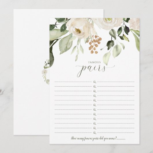 Invitation Fête des mariées Jeu Couples célèbres - Fameux pai (Devant / Derrière)