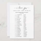 Invitation Fête des mariées Jeu Je t'aime autour du monde (Devant)