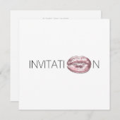 Invitation Fête des mariées Kiss Lips Noir Blanc Minimal (Devant / Derrière)