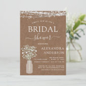 Invitation Fête des mariées Kraft Papier Farmhouse Lights (Debout devant)