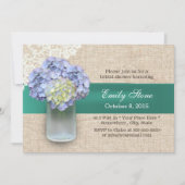 Invitation Fête des mariées Laced Burlap Hydrangea & Mason Ja (Devant)