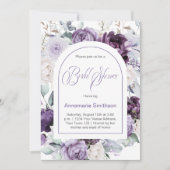 Invitation Fête des mariées Lavande, violet, pivoines blanche (Devant)