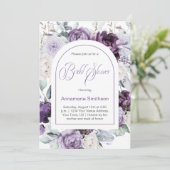 Invitation Fête des mariées Lavande, violet, pivoines blanche (Debout devant)