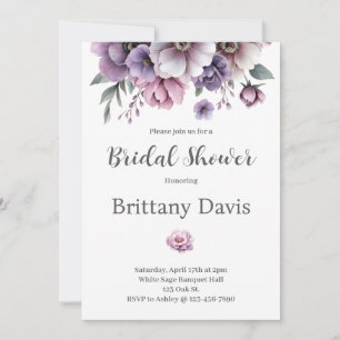 Invitation Fête des mariées Lavender Aquarelle Florale