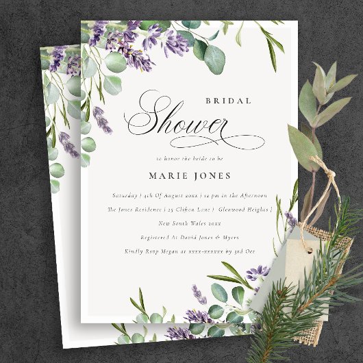 Invitation Fête des mariées Lavender Eucalyptus Bu