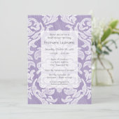 Invitation Fête des mariées Lavender Moderne Damask (Debout devant)