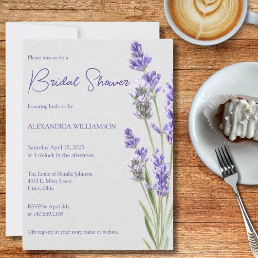 Invitation Fête des mariées Lavender Sprigs simple