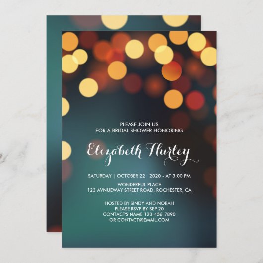 Invitation Fête des mariées légère Turquoise or moderne Spark (Devant / Derrière)