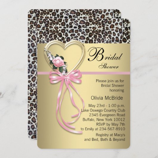 Invitation Fête des mariées léopard (Devant / Derrière)