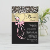 Invitation Fête des mariées léopard rose en or noir (Debout devant)