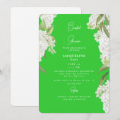 Invitation Fête des mariées Lime Green White Hydrangeas (Devant / Derrière)