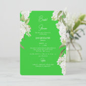 Invitation Fête des mariées Lime Green White Hydrangeas (Debout devant)