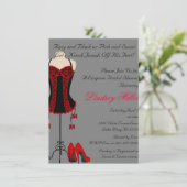 Invitation Fête des mariées Lingerie rouge et noir (Debout devant)