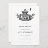 Invitation Fête des mariées Linocut Gris Moderne Brunch (Devant / Derrière)