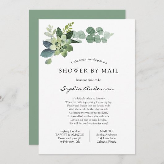 Invitation Fête des mariées longue distance par courrier (Devant / Derrière)