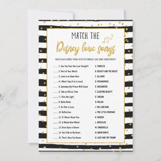 Invitation Fête des mariées Love Songs Jeu | Confetti d'or (Devant)