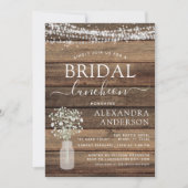 Invitation Fête des mariées Luncheon Rustic String Lumières (Devant)