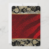 Invitation Fête des mariées Luxe Or Rouge noir dentelle brill (Dos)