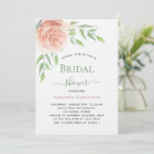 Invitation Fête des mariées luxueuse rose or fleurie (Debout devant)