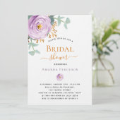 Invitation Fête des mariées luxueuse violette fleurie violett (Debout devant)