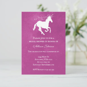 Invitation Fête des mariées Magenta Unicorn