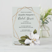 Invitation Fête des mariées Magnolia avec Or et Sage (Debout devant)