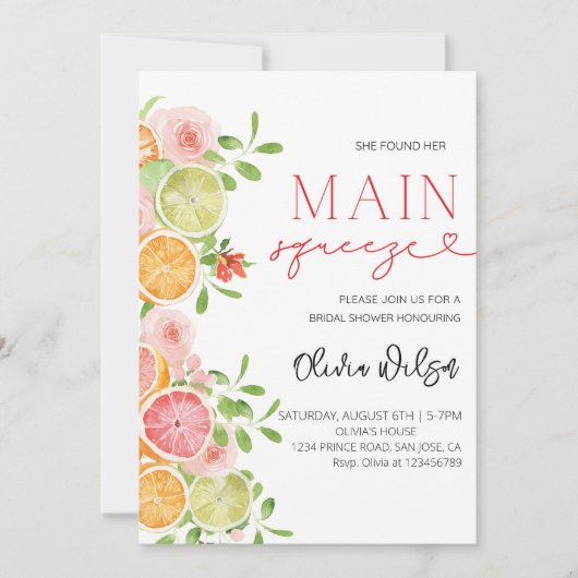 Invitation Fête des mariées "Main Squeeze" - Citrus Lemon Par (Devant)