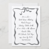 Invitation Fête des mariées manuscrite romantique Bow (Devant)