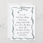 Invitation Fête des mariées manuscrite romantique Bow (Devant)