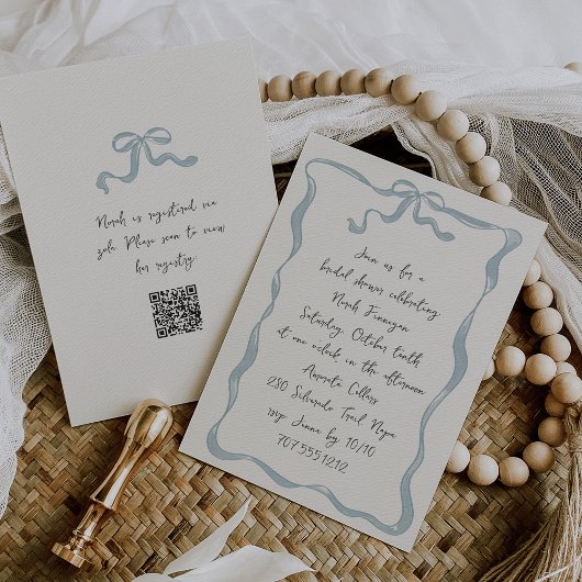 Invitation Fête des mariées manuscrite romantique Bow