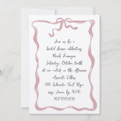 Invitation Fête des mariées manuscrite romantique Bow (Devant)