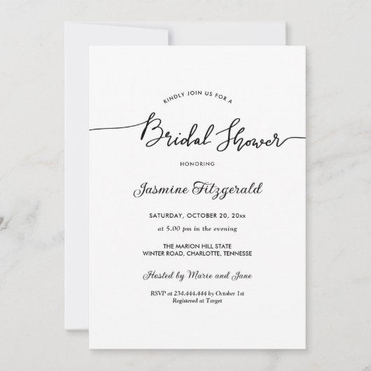 Invitation Fête des mariées manuscrite Script élégant (Devant)