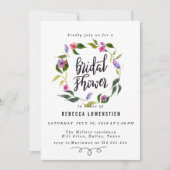 Invitation Fête des mariées manuscrite Script Floral Wreath (Devant)