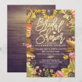 Invitation Fête des mariées Maple Feuilles Citrouille Sunflow (Devant / Derrière)