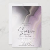 Invitation FÊTE DES MARIÉES | Marbre Abstrait de prune (Devant)