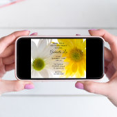 Invitation Fête des mariées marguerite jaune et blanc