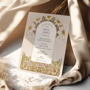 Invitation Fête des mariées marguerites violettes en lavande