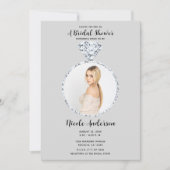 Invitation Fête des mariées Mariage à anneau en diamant gris (Devant)