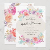 Invitation Fête des mariées Mariage à fleurs Garden Pastel (Devant / Derrière)