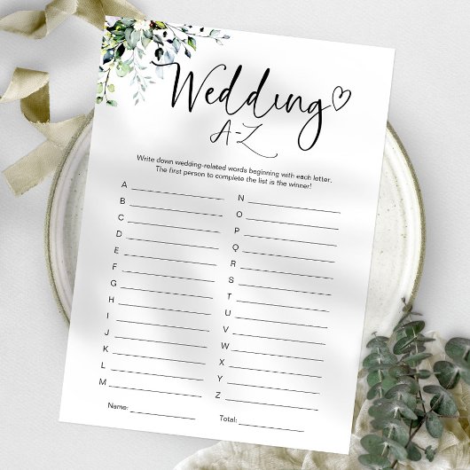 Invitation Fête des mariées Mariage A-Z Jeu