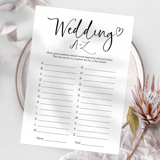 Invitation Fête des mariées Mariage A-Z Jeu