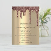 Invitation Fête des mariées Mariage Anniversaire Gold Brown D (Debout devant)