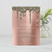 Invitation Fête des mariées Mariage Anniversaire Rose Gold Dr (Debout devant)